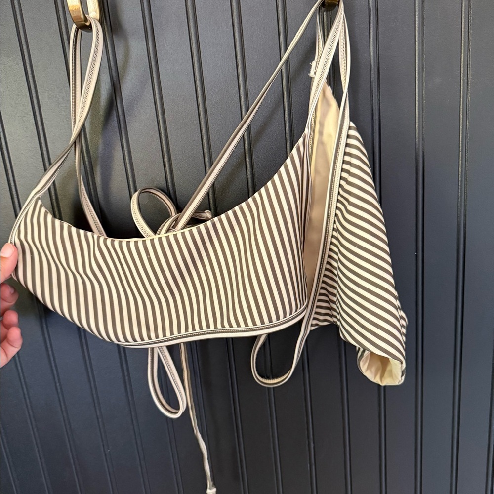 Chic Olive Striped Bikini Set - image 4